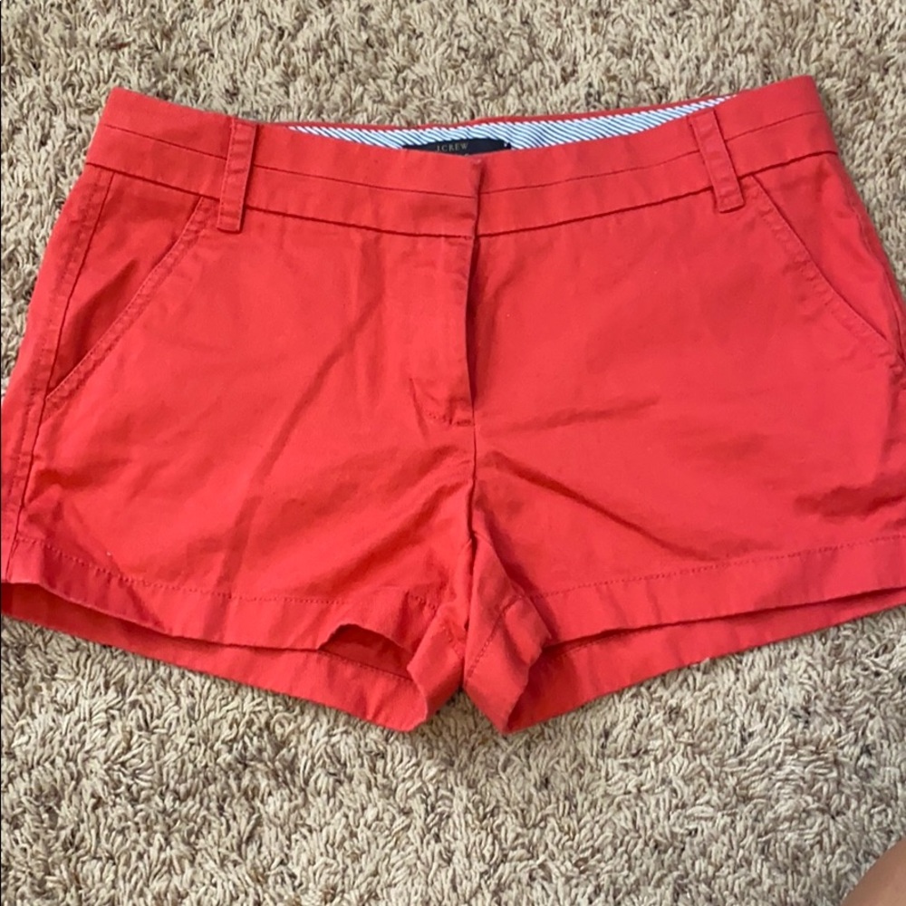 JCrew coral chino shorts